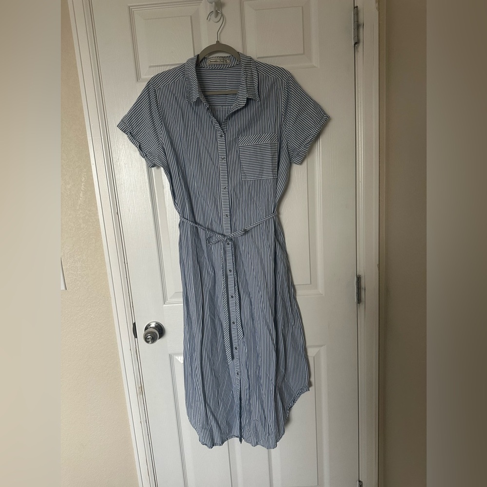 Blue Striped Shirt Dress